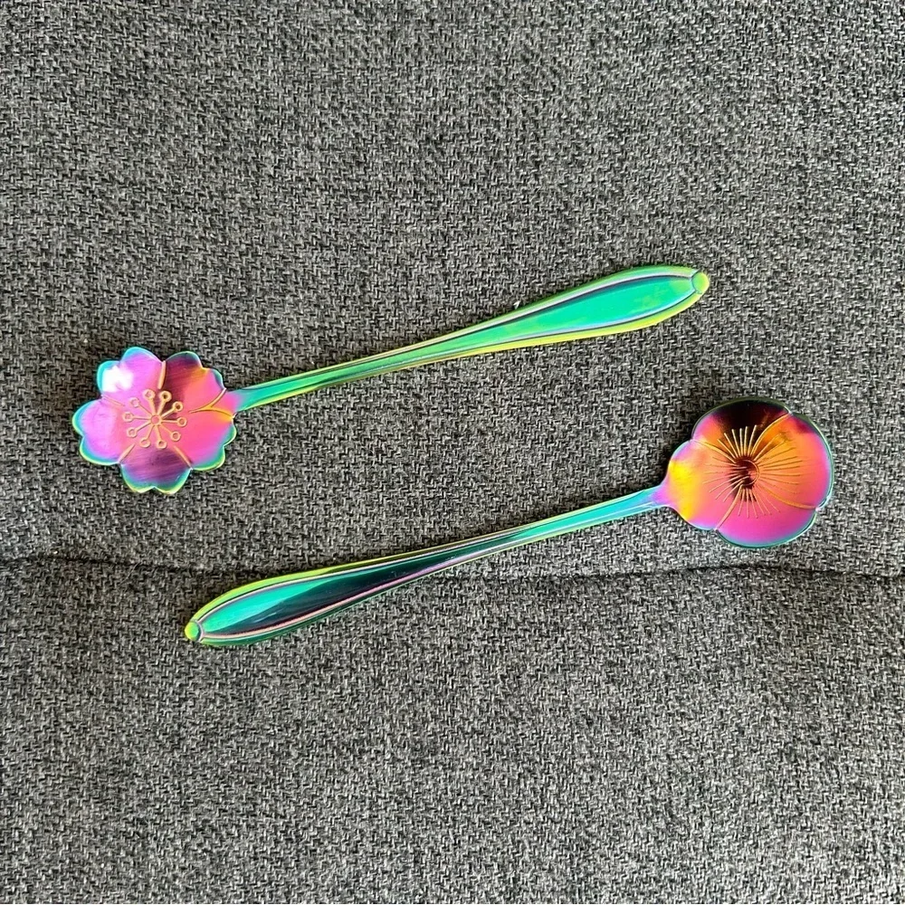 Set/2 Floral Spoons, Multicolor (SAKURA + PANSY) - Picture 1 of 12